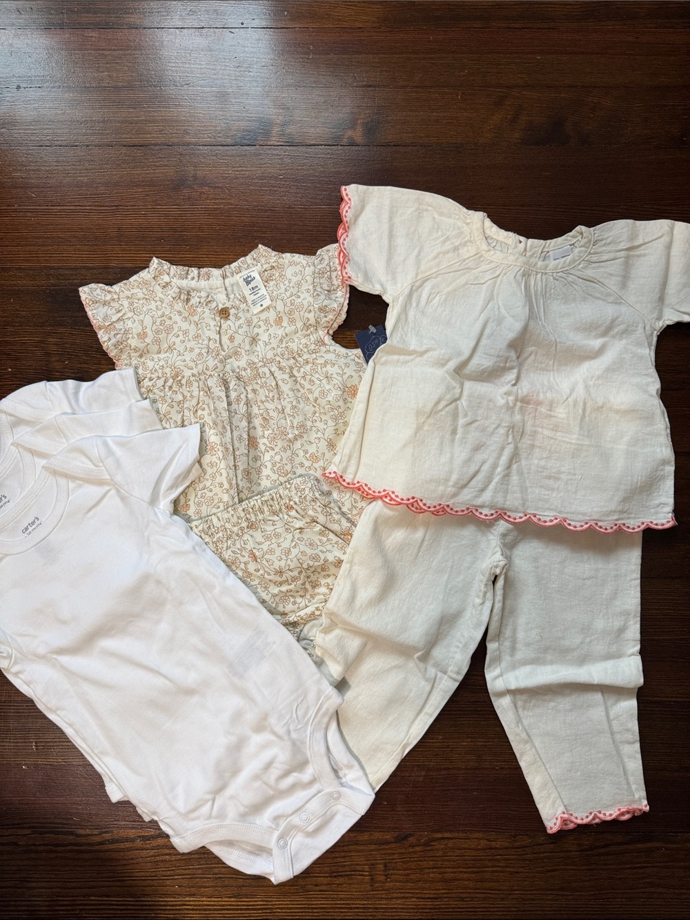 Cream & White Baby Girls' Sets